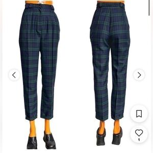 Vintage Alfred Dunner Black Watch Blackwatch Plaid Trousers Pants Blue Green 16